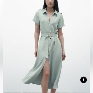Women ZARA BELTED SHIRTDRESS
